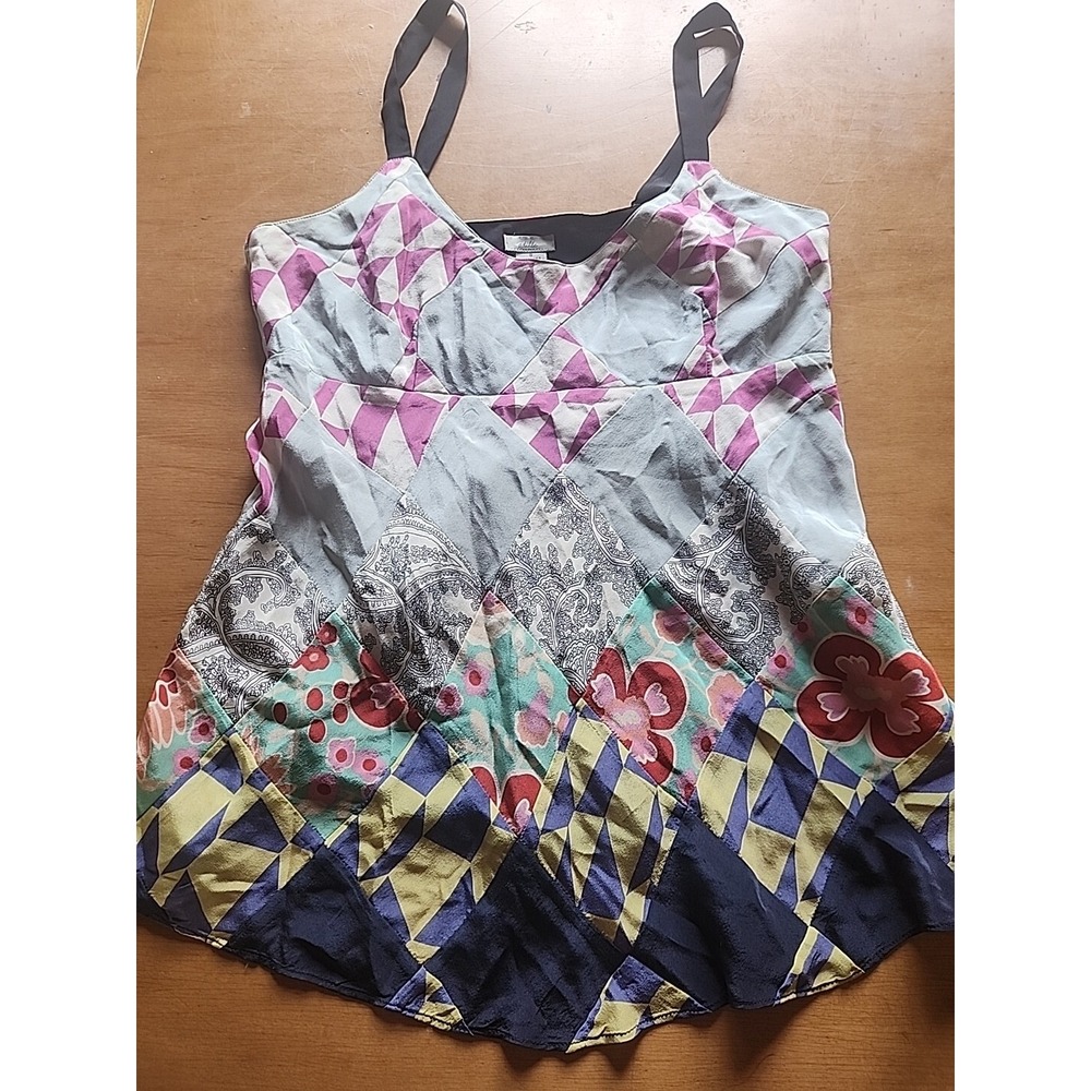 Anthropologie Odille Patchwork 100% Silk‎ Tank Size 8